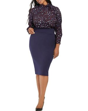 Eloquii Plus Size Neoprene Pencil Skirt - Blue