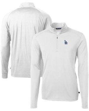 Cutter & Buck Los Angeles Dodgers Virtue Eco Pique Quarter-zip Pullover Sweatshirt - Gray