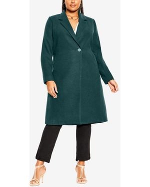 City Chic Plus Size Effortless Chic Coat - Green