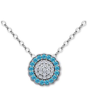 Giani Bernini Blue & White Cubic Zirconia Reverse Halo Pendant Necklace