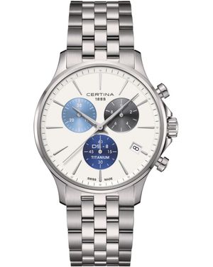 Certina Swiss Chronograph Ds-8 Silver-tone Titanium Bracelet Watch 41mm - Gray