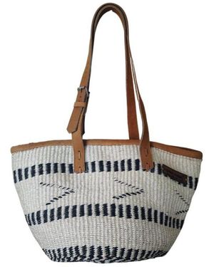 Sawa Sawa Peaceful Life Handmade Medium Sisal Basket Tote Bag - Metallic