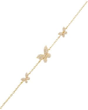 By Adina Eden Pave Triple Butterfly Bracelet - Metallic