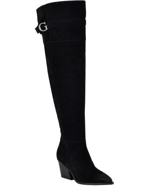 Guess Wilton Suede Over-the-knee Slouch Boots - Black