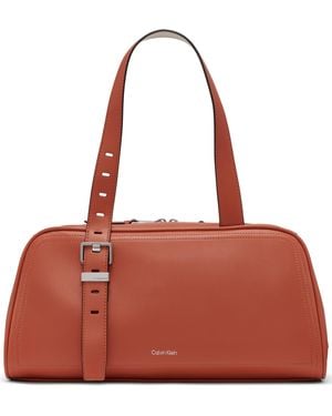 Calvin Klein Lowen Satchel Bag - Red