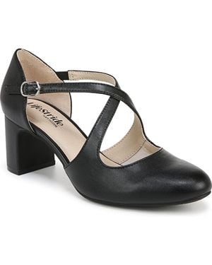 LifeStride Tracy Crisscross Block Heel Pumps - Black