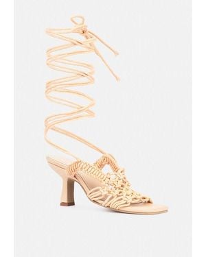 Rag & Co Beroe Braided Handcrafted Lace Up Sandal - White