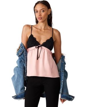Steve Madden Francine Tie-front Sweetheart Lace-trim Camisole - Black