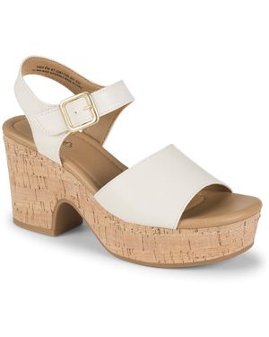 BareTraps Tamie Round Toe Wedge Sandals - Metallic