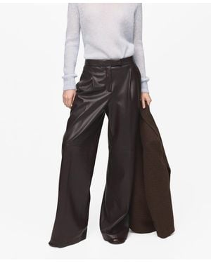 Mango Wide-leg Faux-leather Pants - Gray