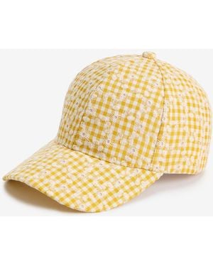 On 34th Floral Embroidered Gingham Baseball Cap - Metallic