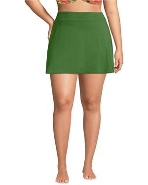 Lands' End Plus Size Tummy Control Swim Skirt - Green