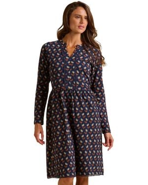 Brakeburn Rowan Long Sleeve V-neck Dress - Blue