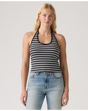 Levi's Ella Striped Halter Crop Top - Blue