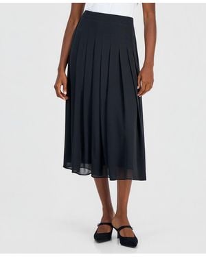 Kasper Petite Pleated A-line Midi Skirt - Blue