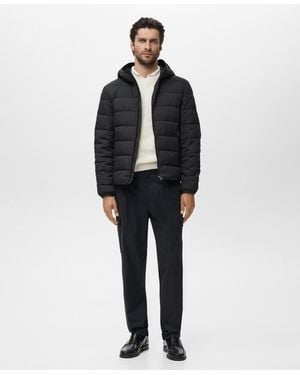 Mango Feather Filling Quilted Jacket - Black