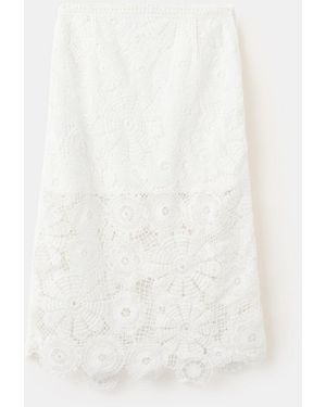 Mango Crochet Midi Skirt - White