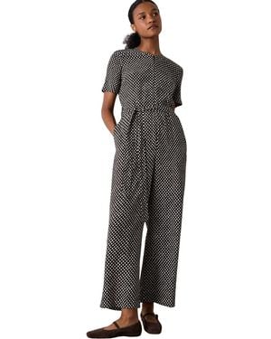 Whistles Short Sleeve Wide Leg Jumpsuit - Black