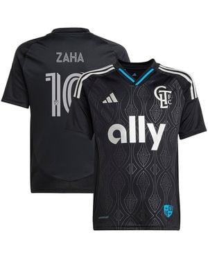 adidas Big Boys And Girls Wilfried Zaha Charlotte Fc 2025 Fortress Kit Replica Player Jersey - Black