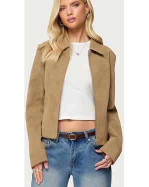 Edikted Cozette Faux Leather Jacket - Natural