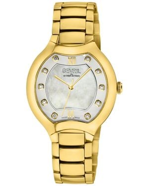 Gevril Lugano Swiss Quartz Diamond Stainless Steel Bracelet Watch - Metallic