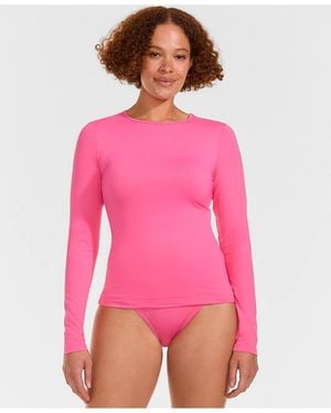 Lands' End Sunshade Upf 50 Long Sleeve Relaxed Rash Guard - Pink