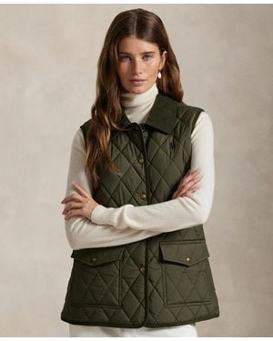 Polo Ralph Lauren Corduroy-trim Quilted Vest - Green