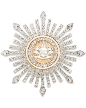 Ralph Lauren Two-tone Crystal Crest Burst Pin - White