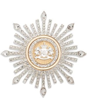 Ralph Lauren Two-tone Crystal Crest Burst Pin - White