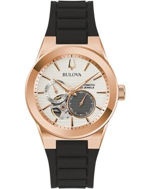 Bulova Automatic Latin Grammy Black Silicone Strap Watch 38mm - Gray
