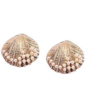 SOH Pearl Seashell Stud Earrings - Natural