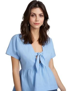 Caldwell Collection Kennedy Tie Front Top Sky - Blue
