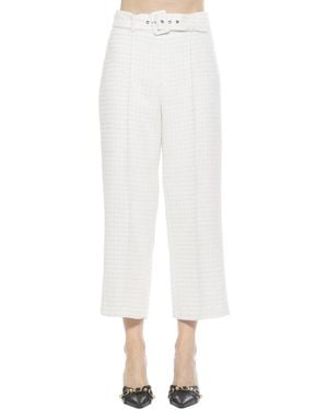 Alexia Admor Caden Tweed Belted Wide Leg Pants - White