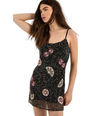 Nasty Gal Fruit Embellished Strappy Mini Dress - Black
