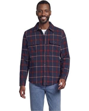 Lands' End High Pile Lined Rain Defense Authentic Flannel Shirt Jacket - Blue