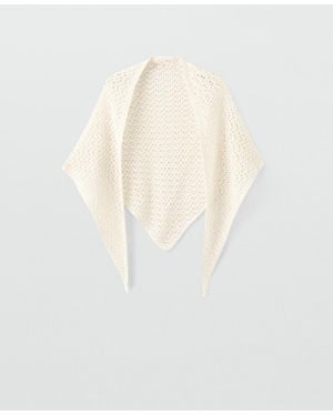 Mango Open-worked Knit Shawl - White