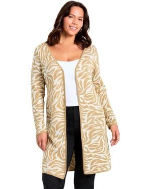 Avenue Plus Size Open Front Sweater Cardigan - Natural