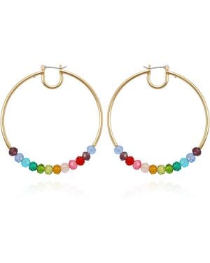 Guess Multi-colored Beaded Hoop Earrings - Metallic