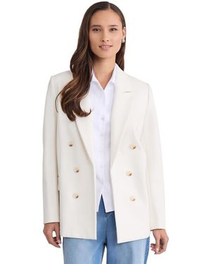 Jones New York Modern Compression Long-sleeve Notch Collar Faux Double-breasted Blazer - White