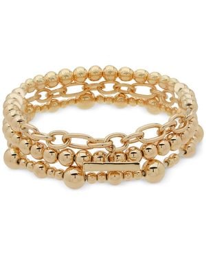 Anne Klein Tone Beaded Multi-row Stretch Bracelet - Metallic
