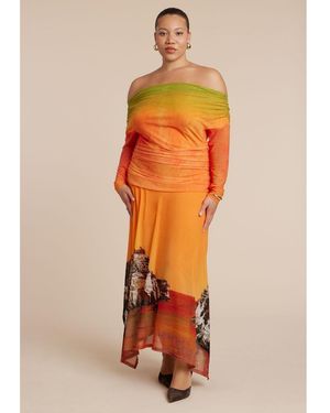 Eloquii Plus Size Photo Real Mesh Dress - Orange