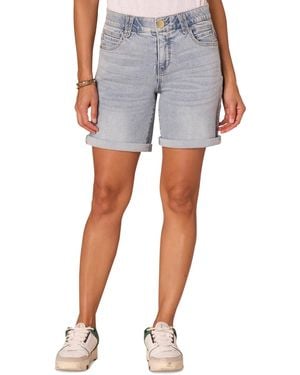 Democracy Petite Absolution Cuffed Denim Shorts - Blue