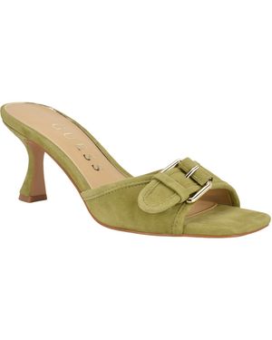 Guess Dista Buckle Kitten Heel Sandals - Metallic