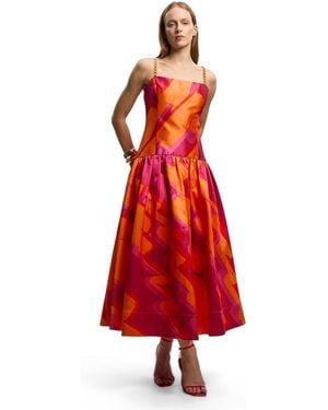 Karen Millen Abstract Strappy Maxi Dress - Red