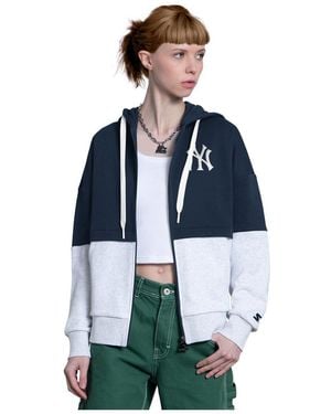 Starter Navy/heather Gray New York Yankees Wishbone Full-zip Hoodie - Blue