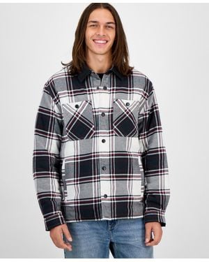 Sun & Stone Sun + Stone Mack Long Sleeve Snap-front Plaid Shirt Jacket - Blue