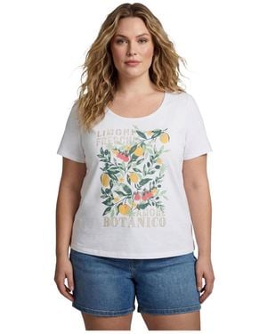 Avenue Plus Size Scoop Neck Tee Graphic - White