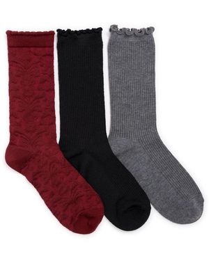 Muk Luks 3 Pair Pack Whisper Soft Crew Socks - Red