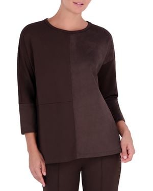 Jones New York Petite Serenity 3/4-sleeve Side-slit Faux Suede Tunic - Purple