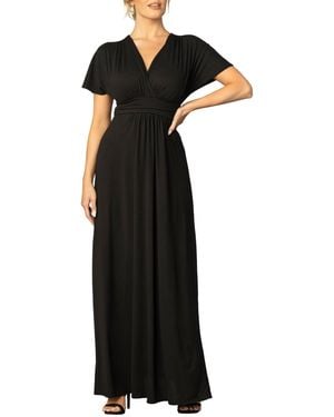 Kiyonna Vienna Kimono Sleeve Long Maxi Dress - Blue